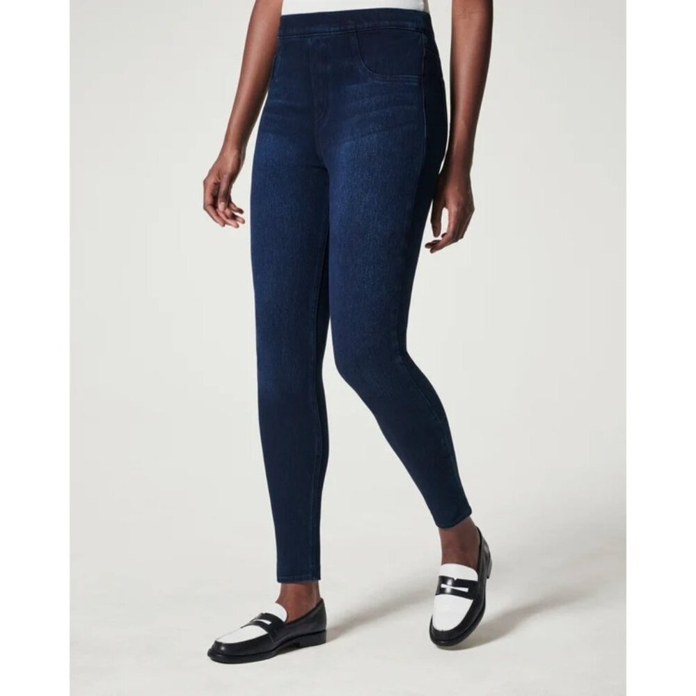 Spanx Womens Jean-Ish Dark Wash Ankle Leggings Size Small Jeans Jeggings Stretch